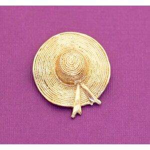 Vintage Mid Century Hat Gold Tone Brooch by Michelle Lynn - Q15